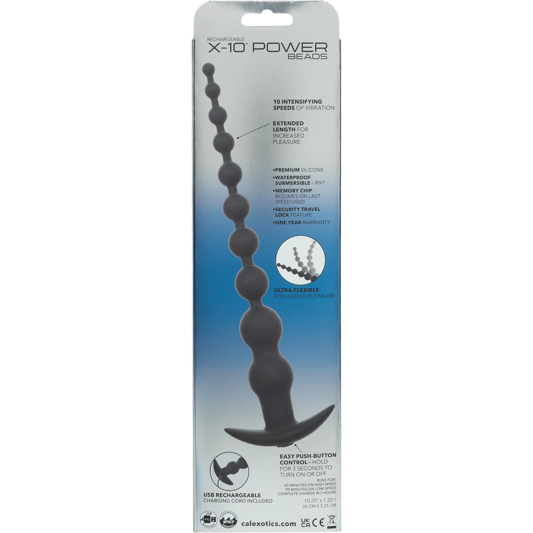 Rechargeable X-10 Silicone Power Beads Vibrating Flexible Anal Beads - Image 9