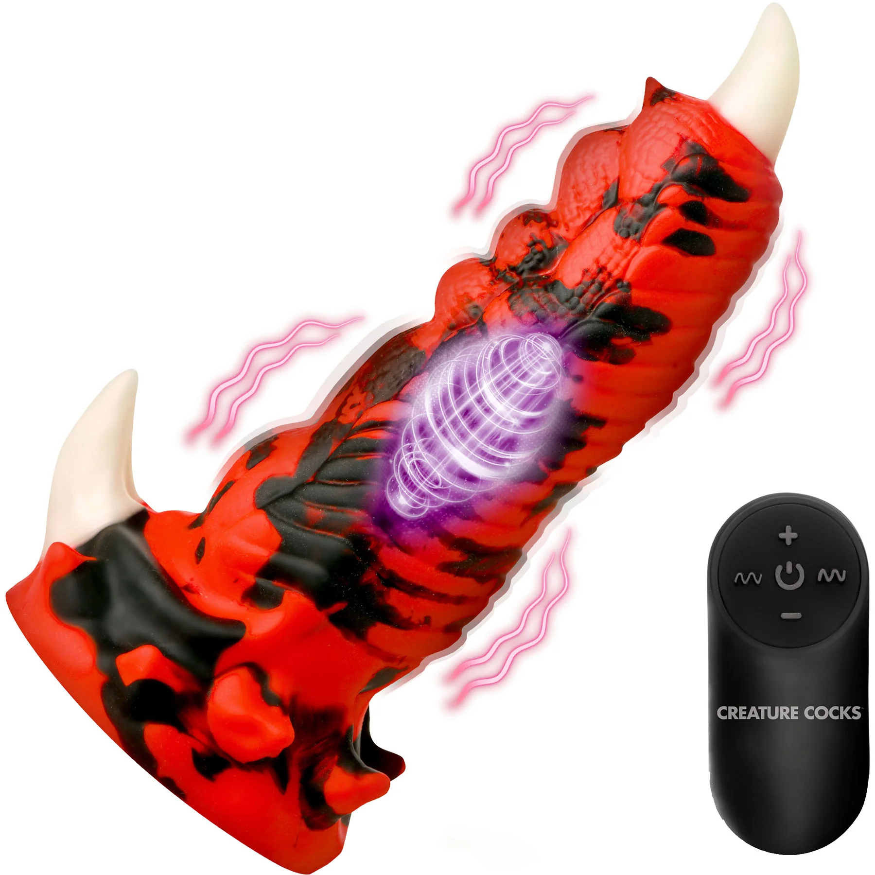 Red Talon Vibrating 7.1" Silicone Dildo With Remote By Creature Cocks - Image 7