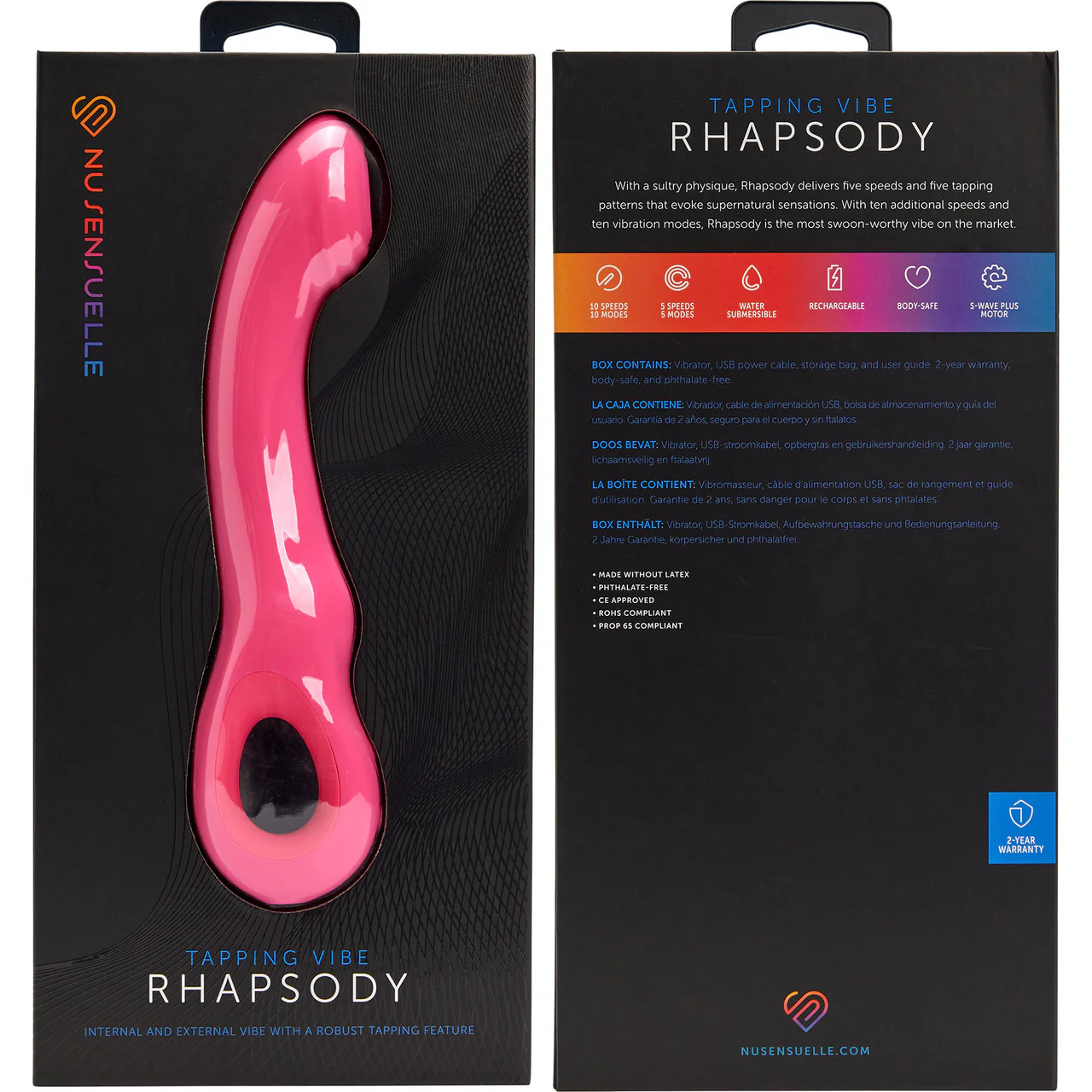 Rhapsody Tapping Vibe Rechargeable Waterproof Silicone G-Spot Vibrator By Nu Sensuelle - Deep Pink - Image 6