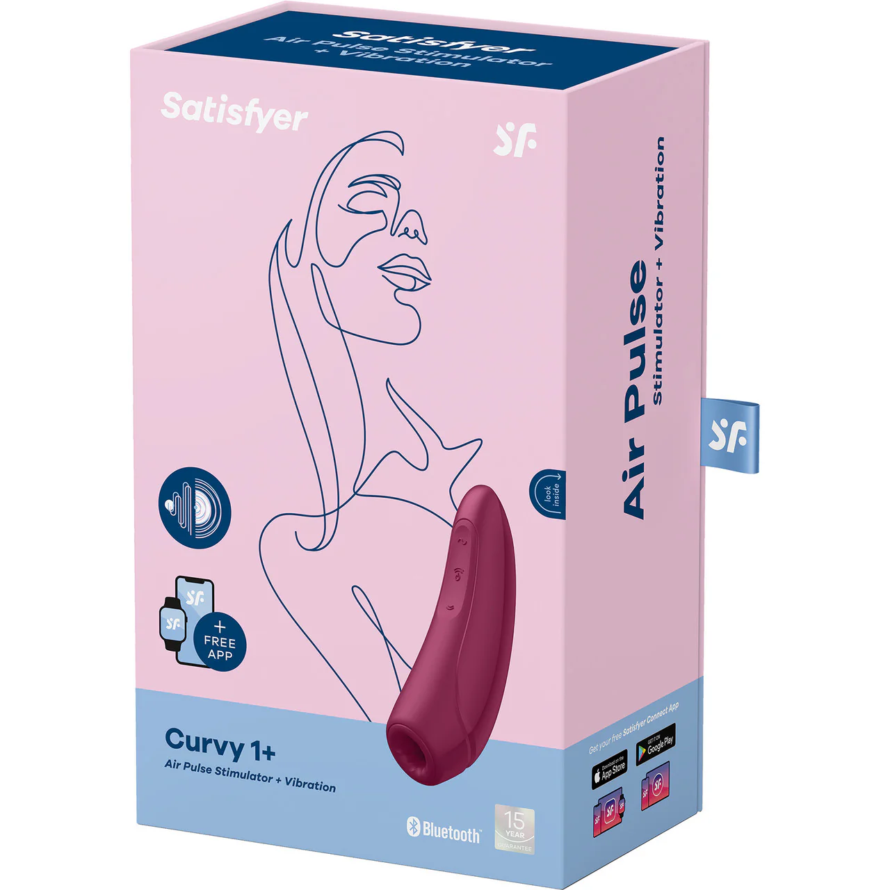 Satisfyer Curvy 1+ Pressure Wave Rechargeable App Enabled Clitoral Stimulator - Red - Image 7