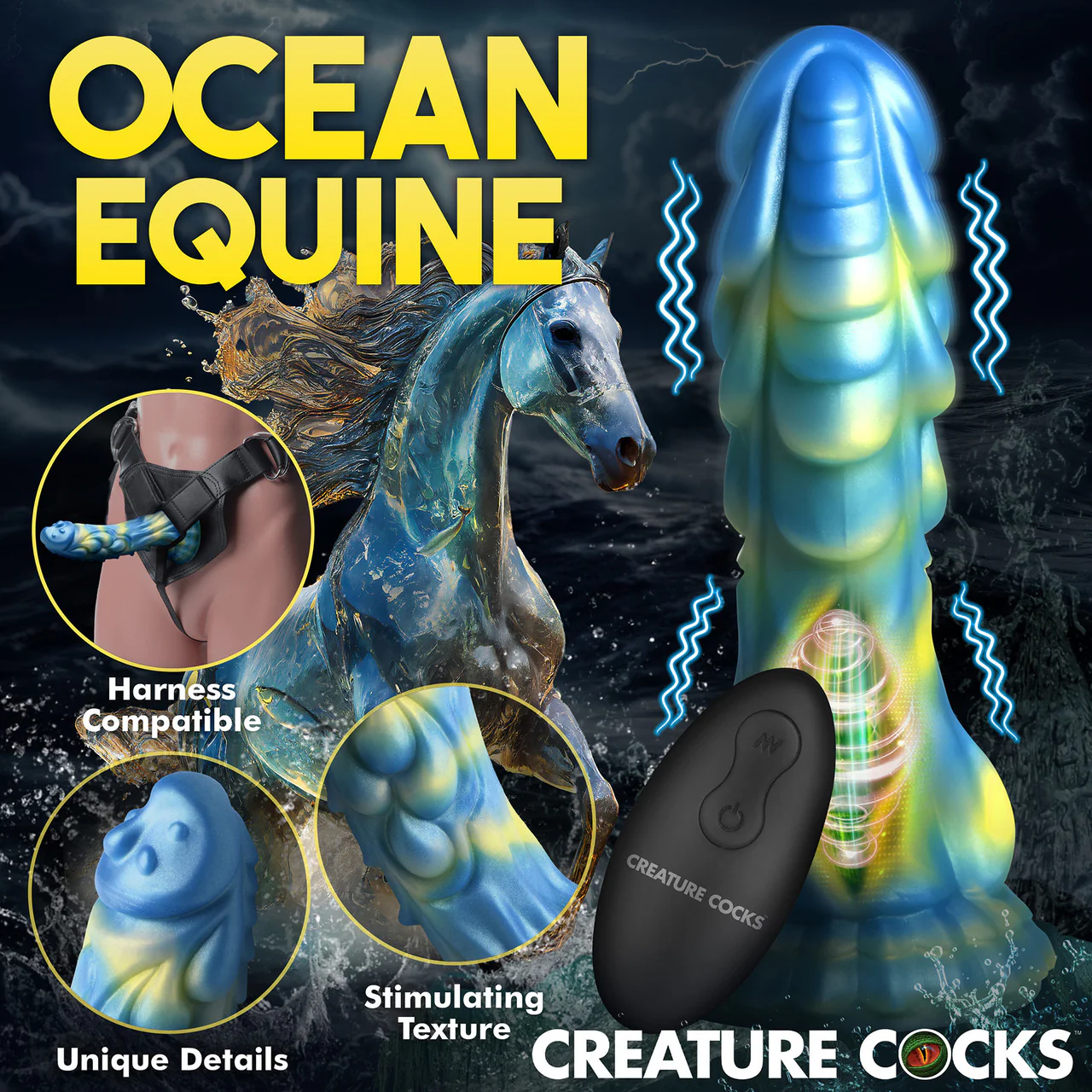 Sea Stallion 8.25" Rechargeable Vibrating Silicone Suction Cup Dildo With Remote By Creature Cocks - Image 13