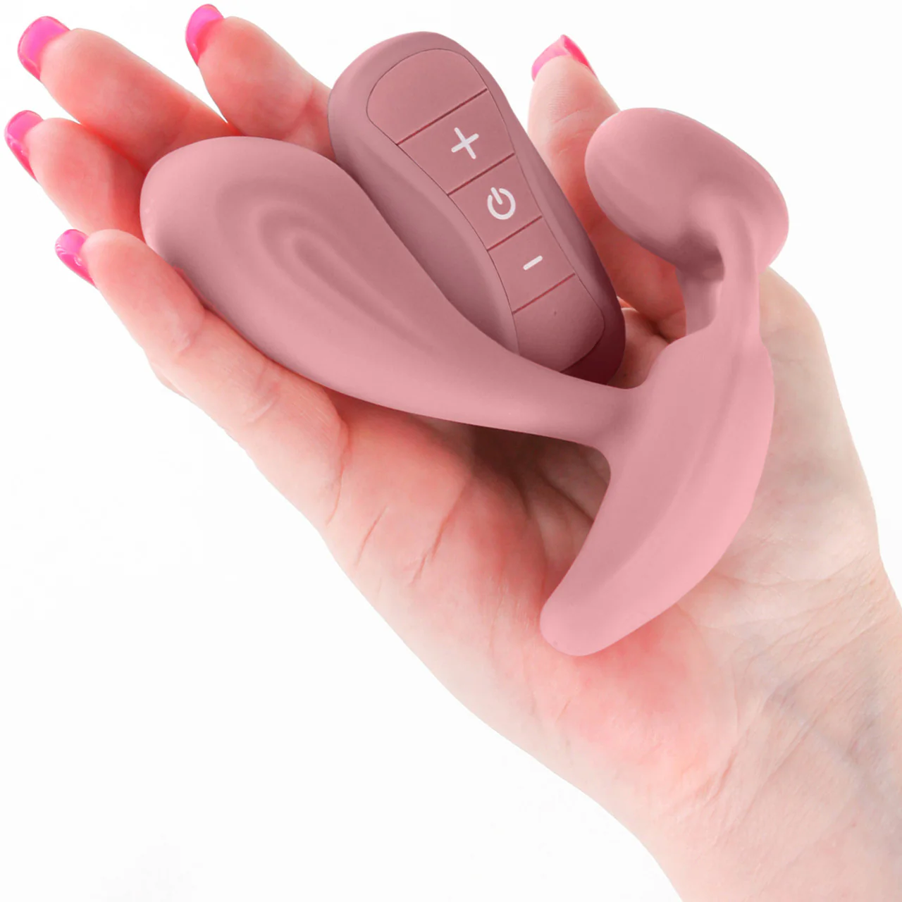 Secrets Echo Silicone G-Spot Vibrator With Clitoral Stimulator & Remote By NS Novelties - Dusty Rose - Image 2