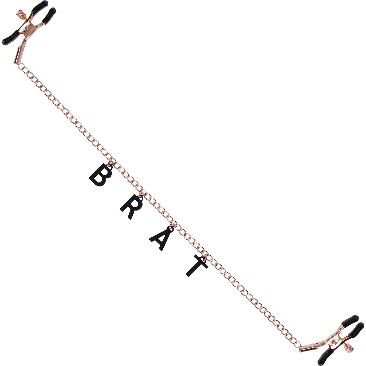 Sex & Mischief Brat Charmed Nipple Clamps By Sportsheets - Rose Gold & Black - Image 6