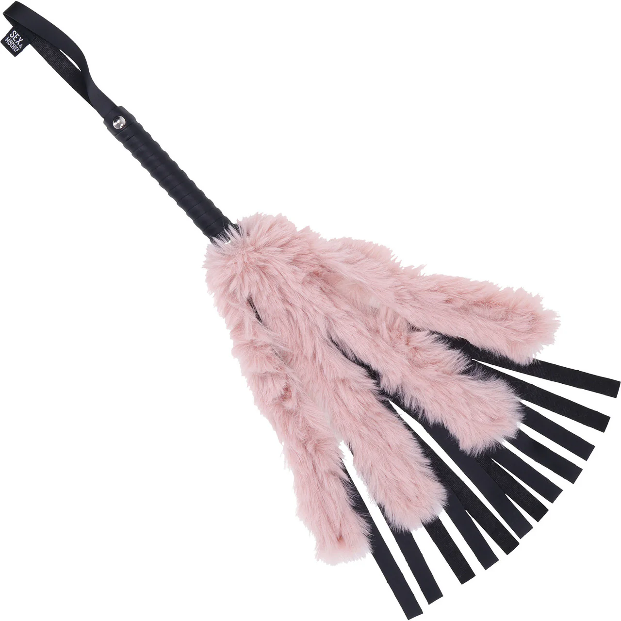 Sex & Mischief Brat Faux Fur Flogger By Sportsheets - Pink & Black - Image 2