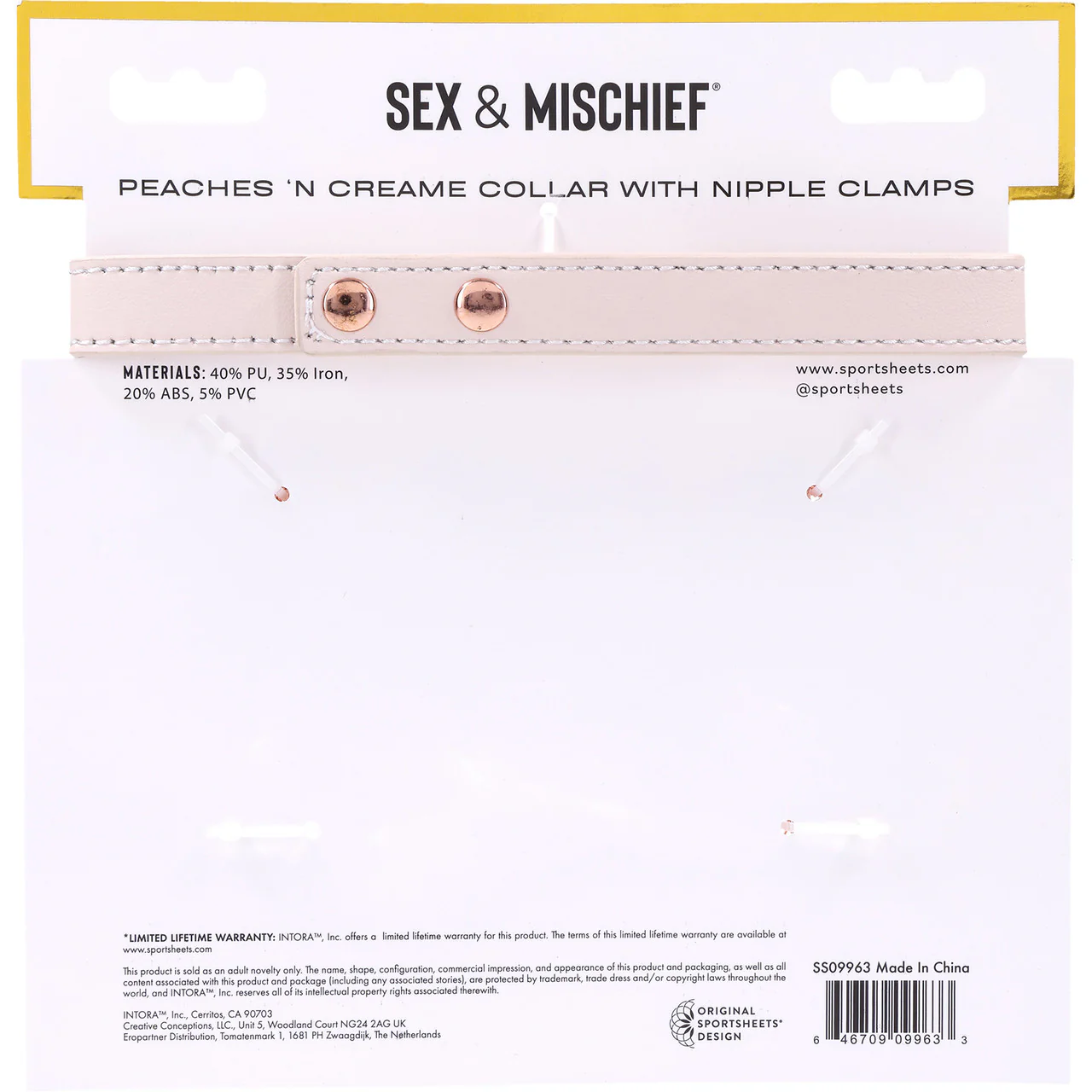 Sex & Mischief Peaches 'n CreaMe Collar With Nipple Clamps By Sportsheets - Rose Gold & Peach - Image 8