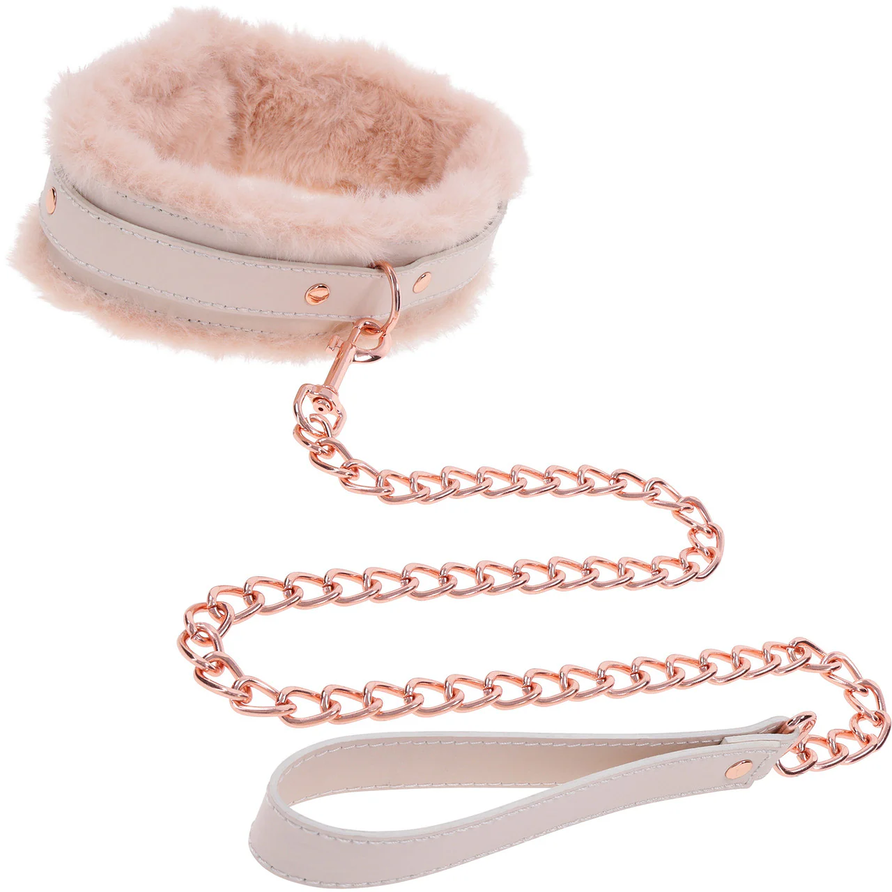 Sex & Mischief Peaches 'n CreaMe Fur Collar & Leash By Sportsheets - Rose Gold & Peach - Image 2