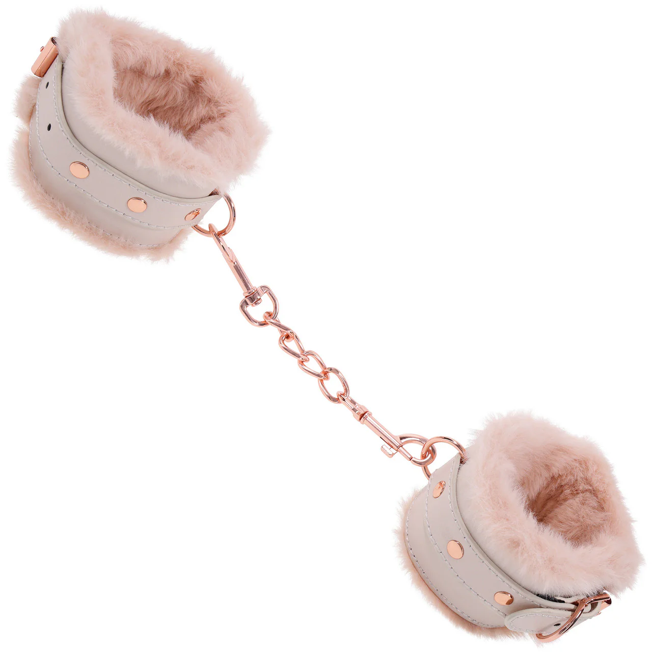Sex & Mischief Peaches 'n CreaMe Fur Handcuffs By Sportsheets - Rose Gold & Peach - Image 10
