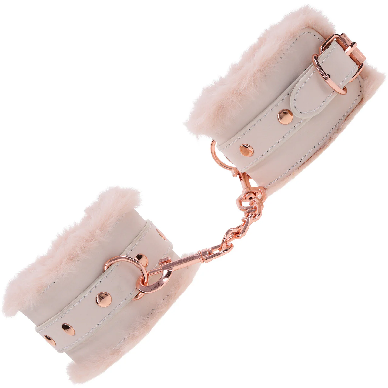 Sex & Mischief Peaches 'n CreaMe Fur Handcuffs By Sportsheets - Rose Gold & Peach - Image 11