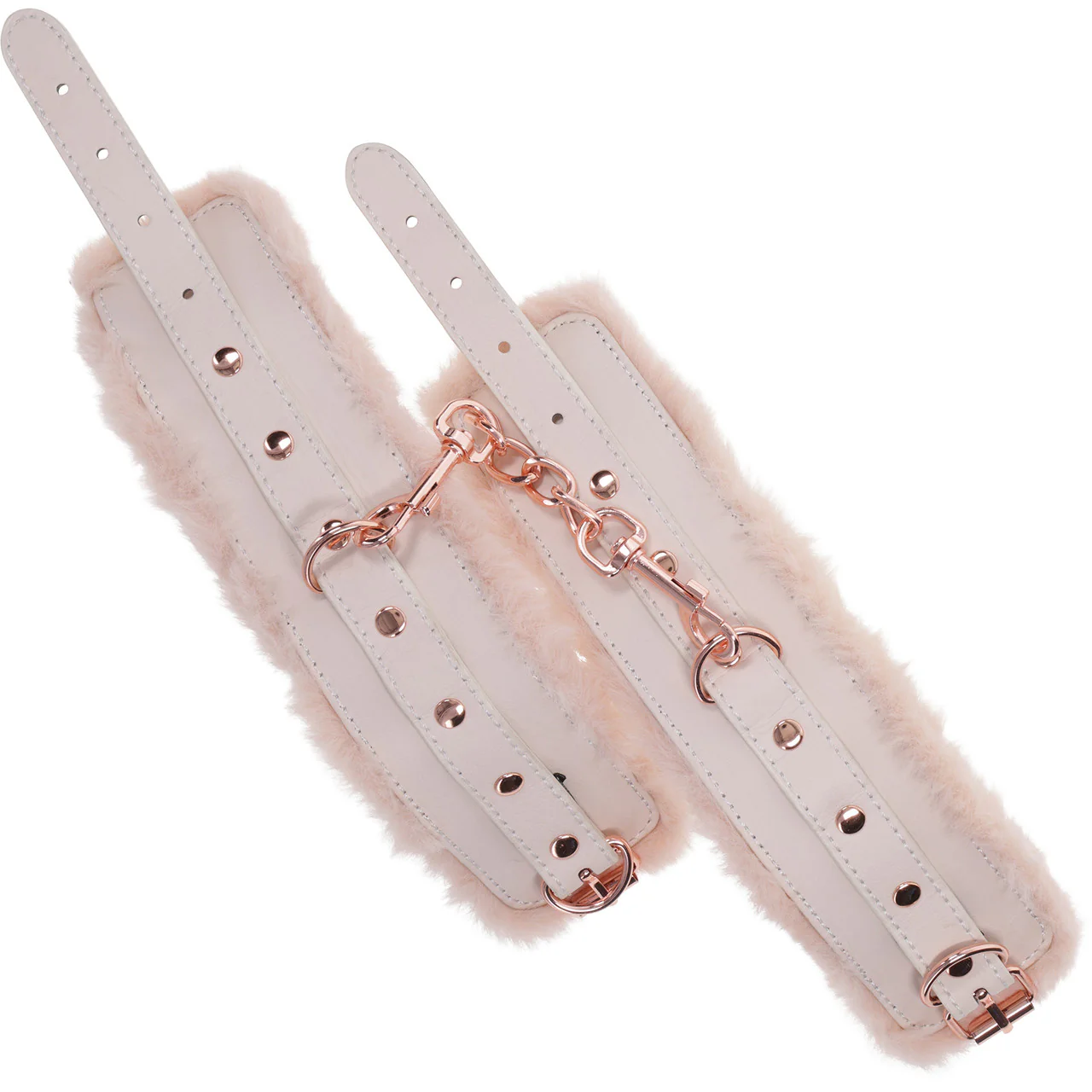 Sex & Mischief Peaches 'n CreaMe Fur Handcuffs By Sportsheets - Rose Gold & Peach - Image 14