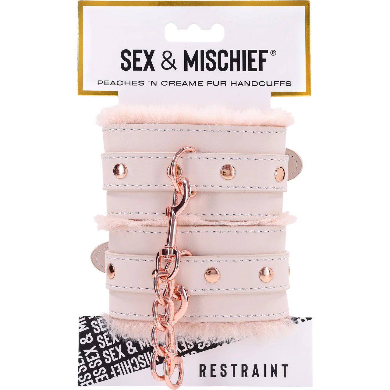 Sex & Mischief Peaches 'n CreaMe Fur Handcuffs By Sportsheets - Rose Gold & Peach - Image 15