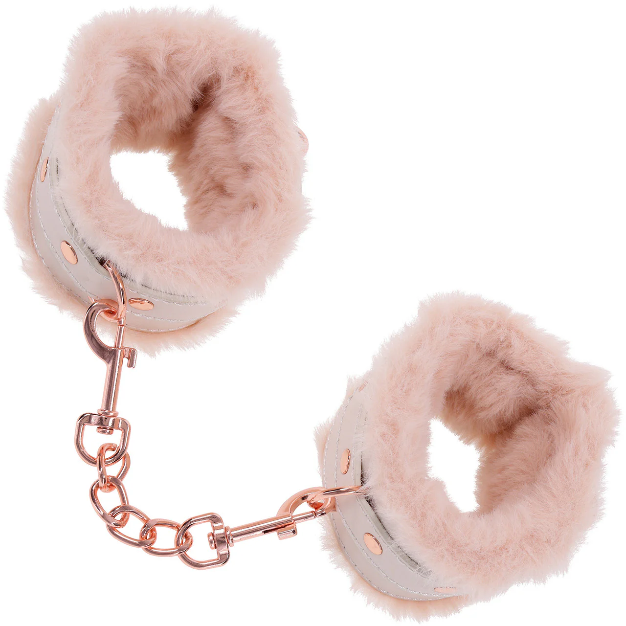 Sex & Mischief Peaches 'n CreaMe Fur Handcuffs By Sportsheets - Rose Gold & Peach - Image 2