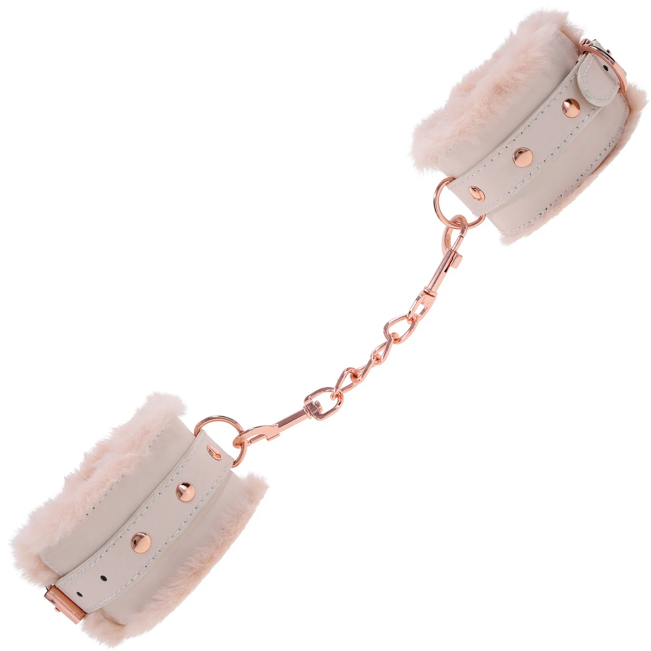 Sex & Mischief Peaches 'n CreaMe Fur Handcuffs By Sportsheets - Rose Gold & Peach - Image 3