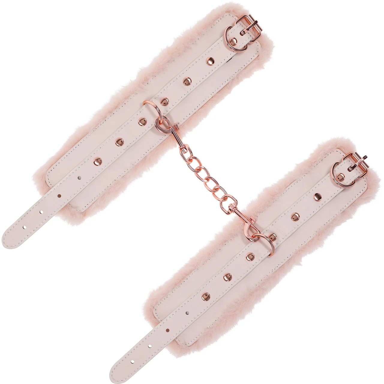 Sex & Mischief Peaches 'n CreaMe Fur Handcuffs By Sportsheets - Rose Gold & Peach - Image 7