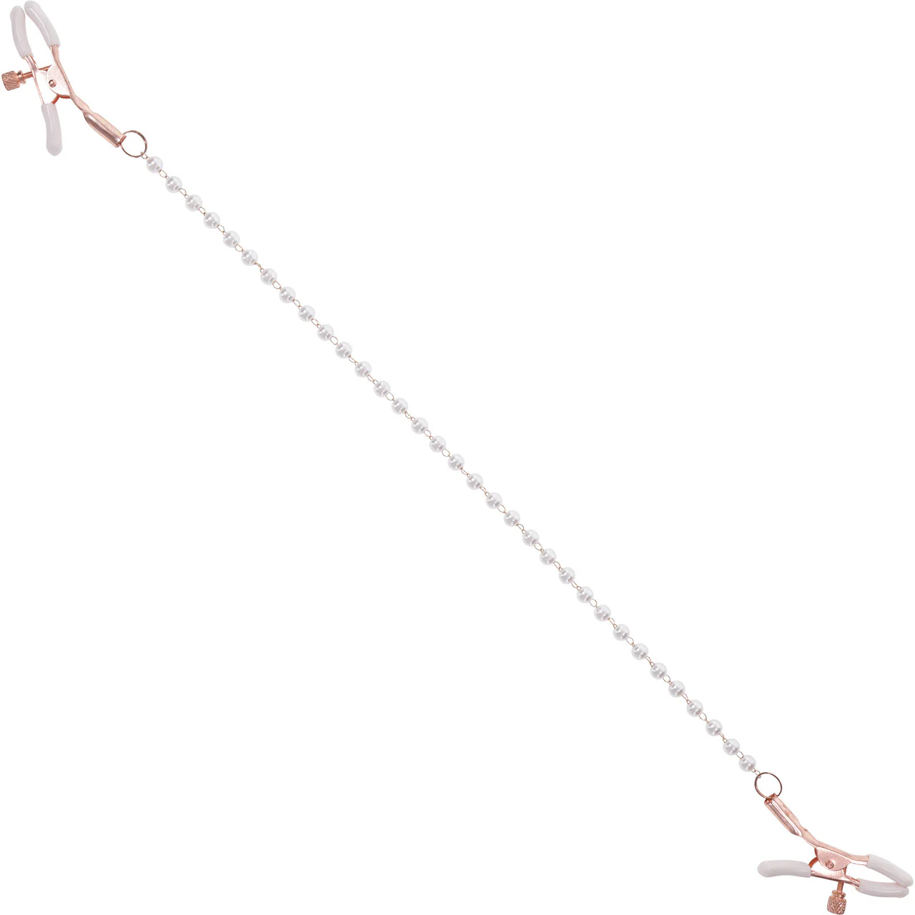 Sex & Mischief Peaches 'n CreaMe Pearl Nipple Clamps By Sportsheets - Rose Gold & White - Image 6