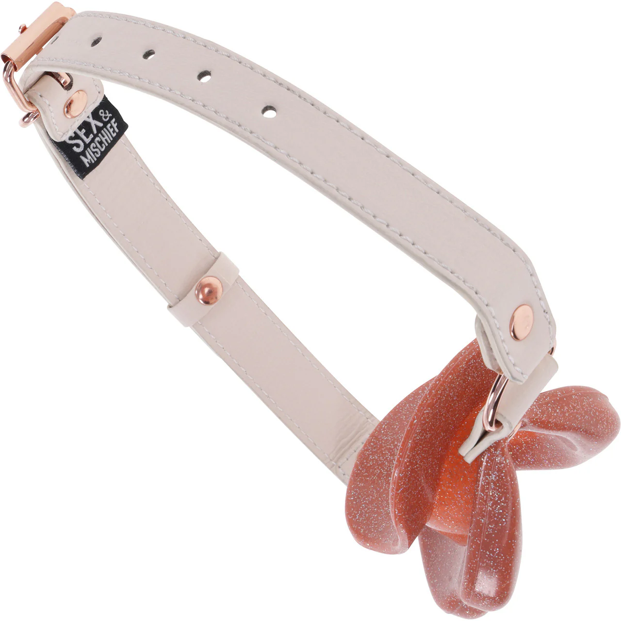 Sex & Mischief Peaches 'n CreaMe Silicone Lips Gag By Sportsheets - Rose Gold & Peach - Image 8