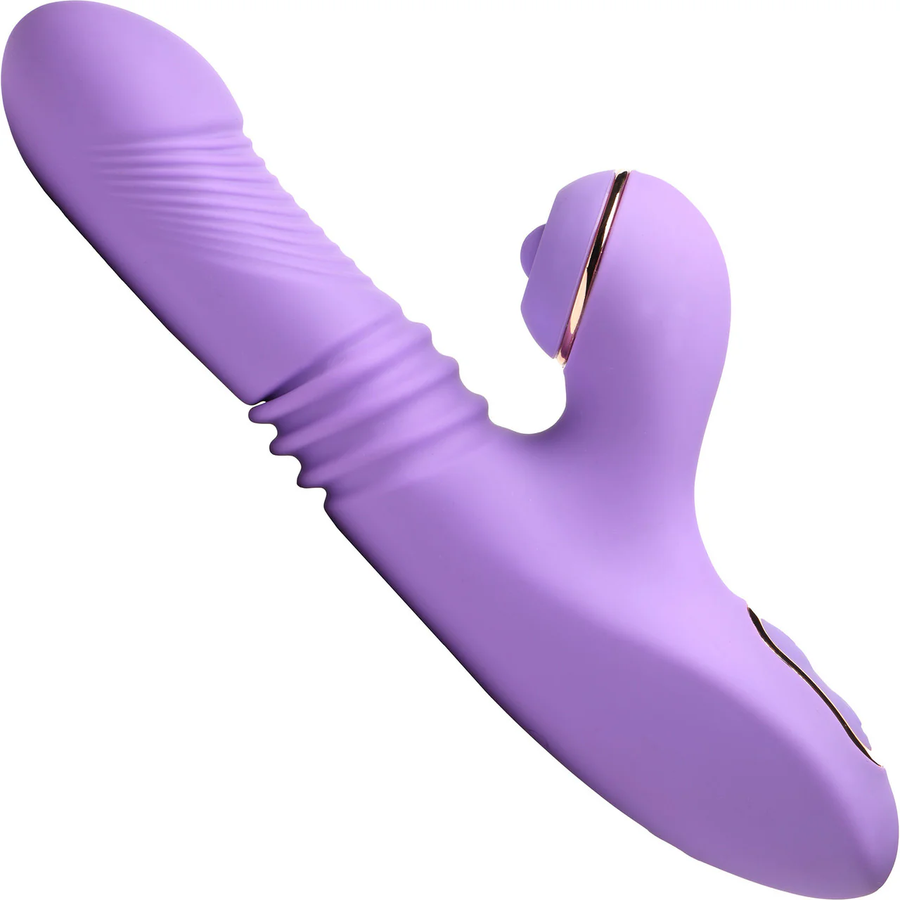 Shegasm Pro-Thrust Max Rechargeable Silicone Thrusting Warming Pulsing Rabbit Vibrator - Purple - Image 4