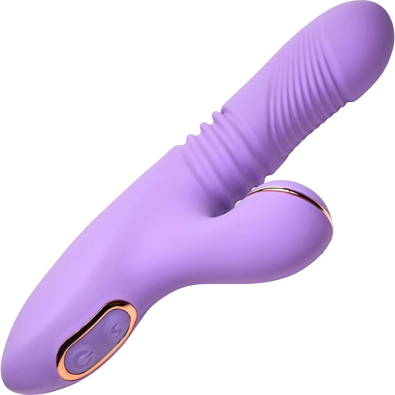 Shegasm Pro-Thrust Max Rechargeable Silicone Thrusting Warming Pulsing Rabbit Vibrator - Purple - Image 5