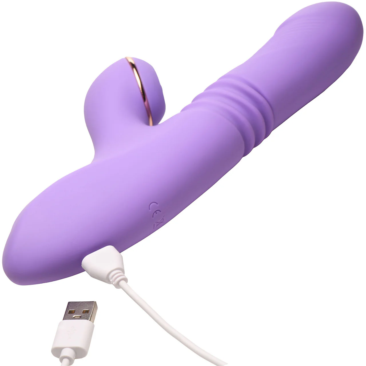 Shegasm Pro-Thrust Max Rechargeable Silicone Thrusting Warming Pulsing Rabbit Vibrator - Purple - Image 8
