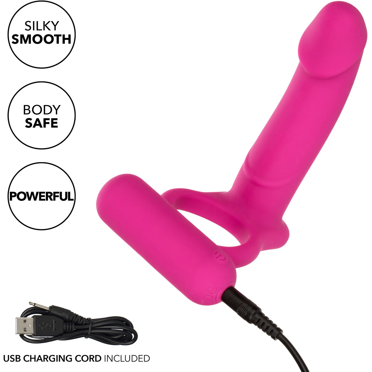 Silicone Rechargeable Double Diver Vibrating Cock Ring By CalExotics - Image 10