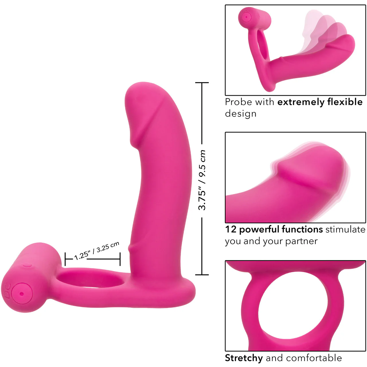 Silicone Rechargeable Double Diver Vibrating Cock Ring By CalExotics - Image 9