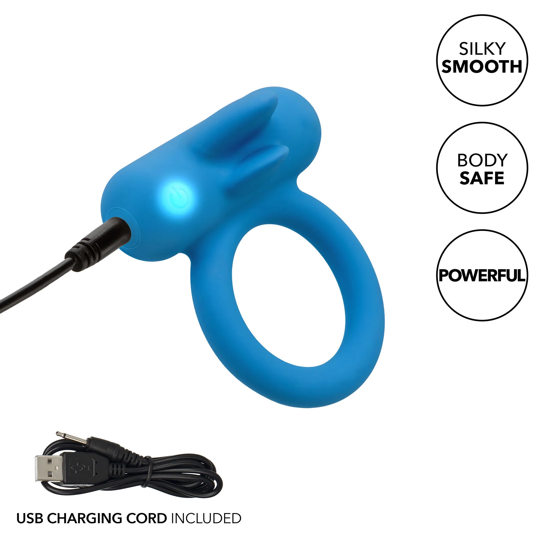 Silicone Rechargeable Double Trouble® Vibrating Cock Ring By CalExotics - Image 4