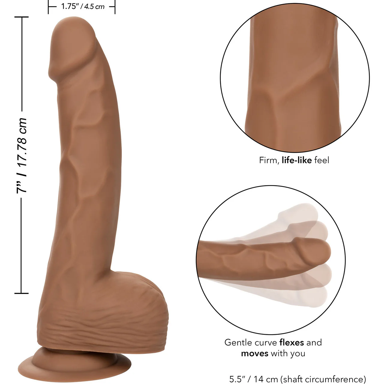 Silicone Studs Realistic 8" Suction Cup Dildo - Caramel - Image 9