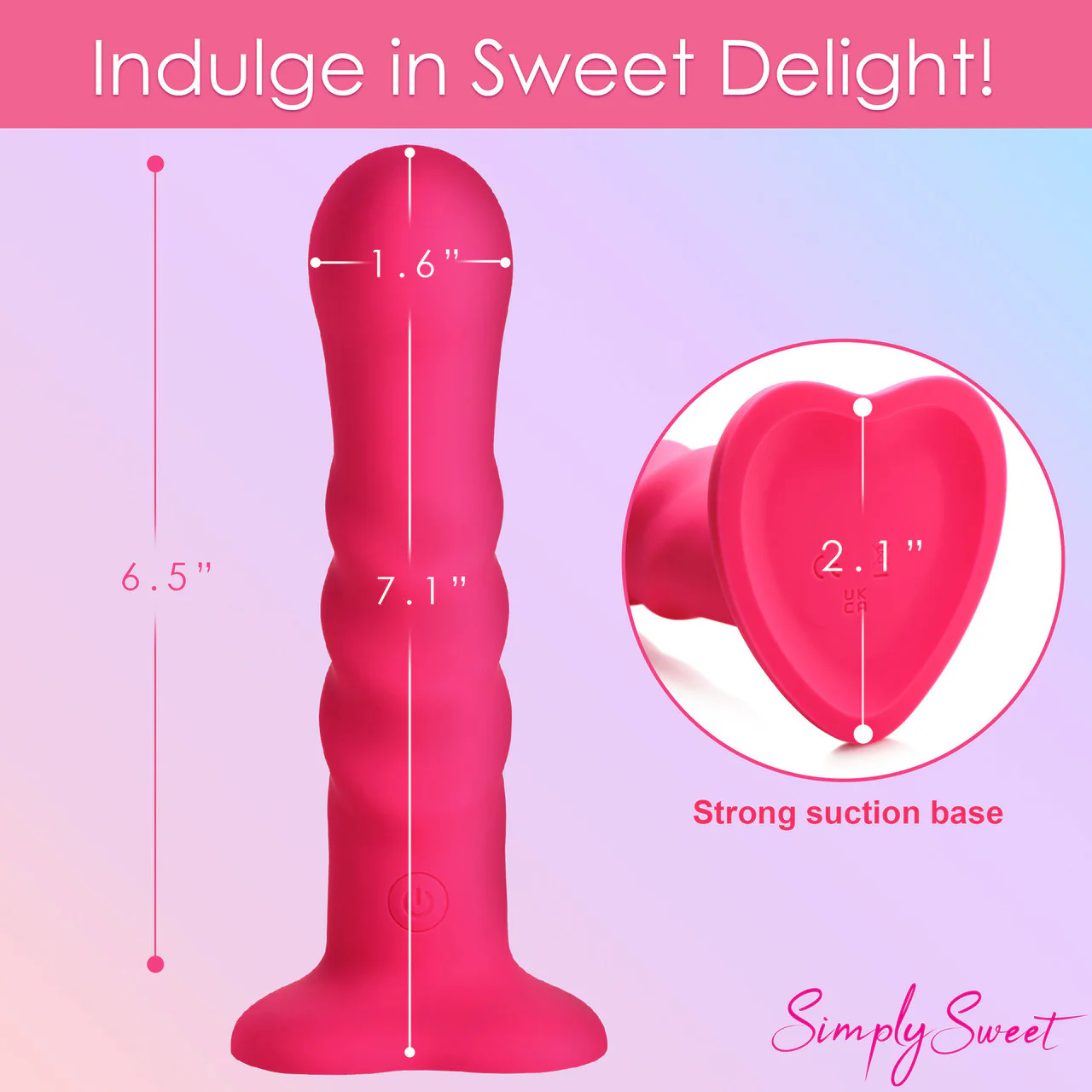 Simply Sweet 21X Vibrating Ribbed Rechargeable Silicone G-Spot Vibrator With Remote - Pink - Image 7