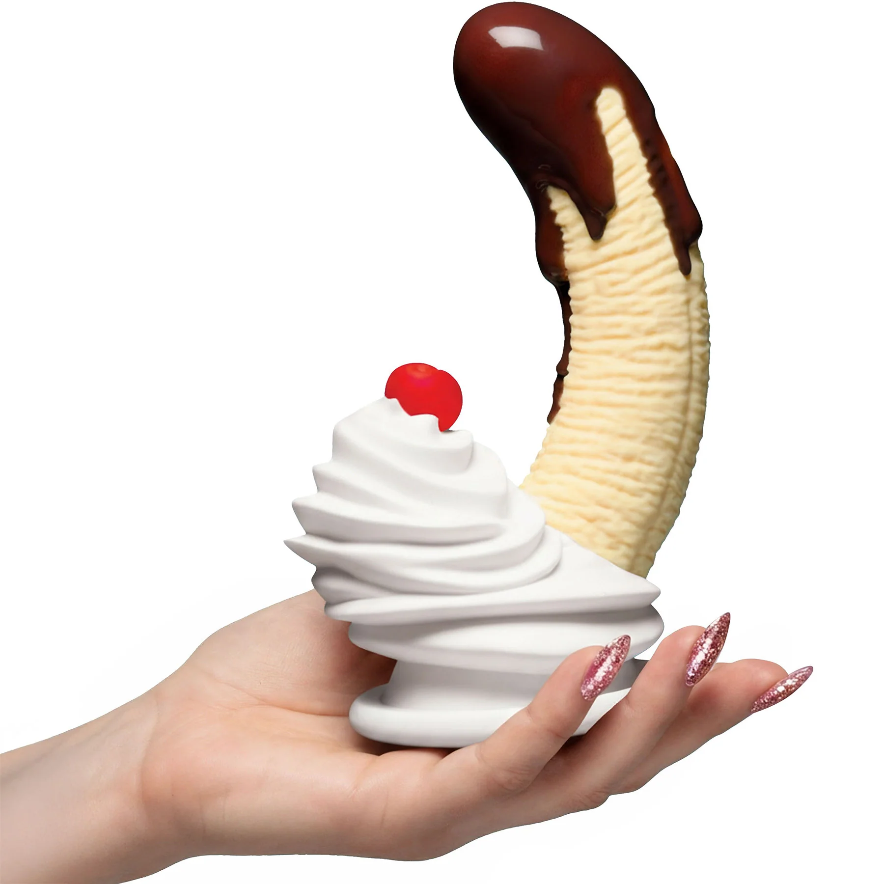 Simply Sweet Chocolate Dipped Banana Split Premium 7.4" Silicone Dildo With Suction Cup - Image 4