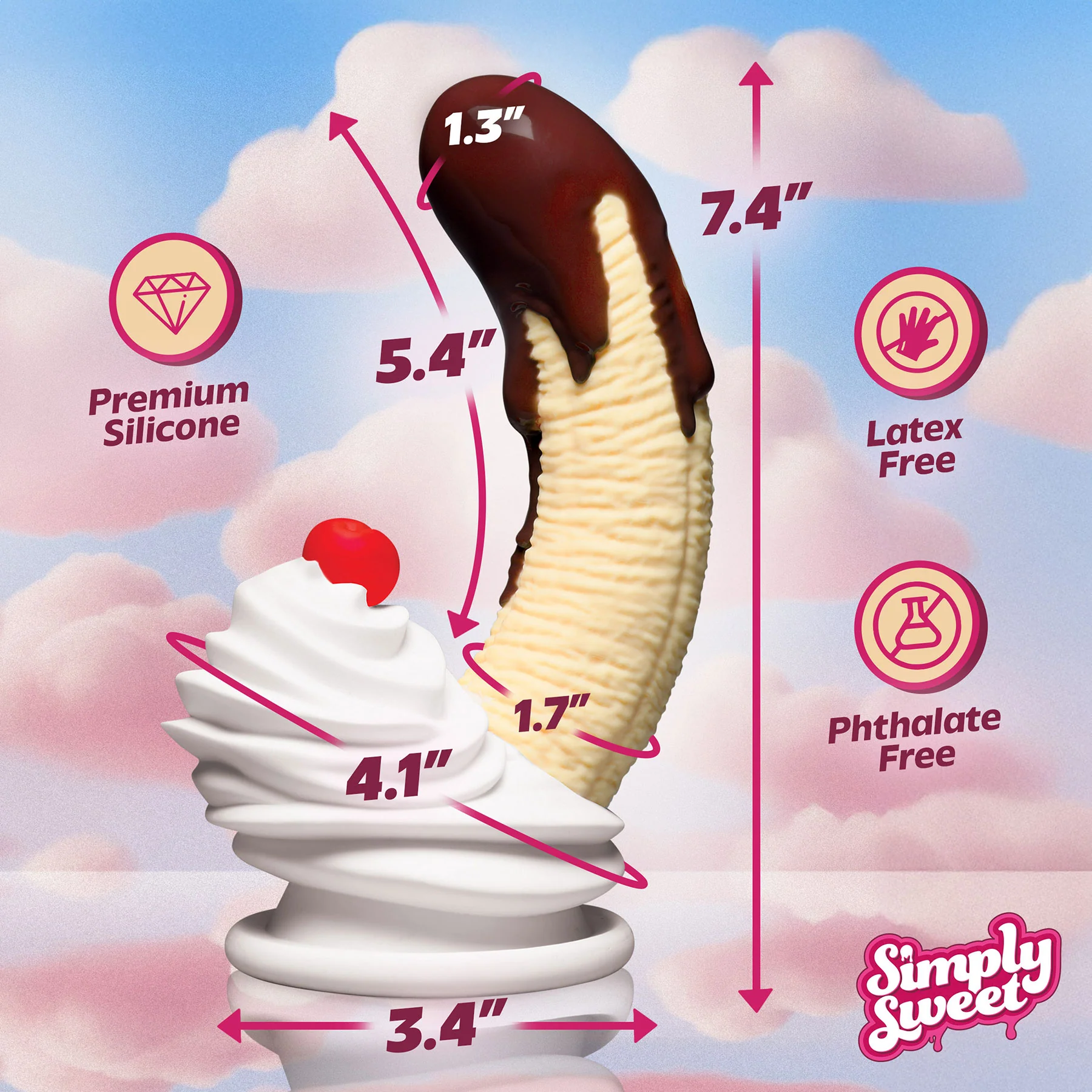 Simply Sweet Chocolate Dipped Banana Split Premium 7.4" Silicone Dildo With Suction Cup - Image 8