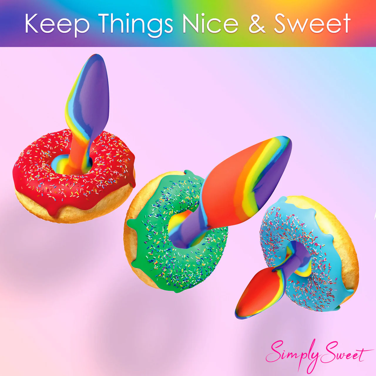 Simply Sweet Rainbow 3-Piece Silicone Butt Plug Set - Image 12