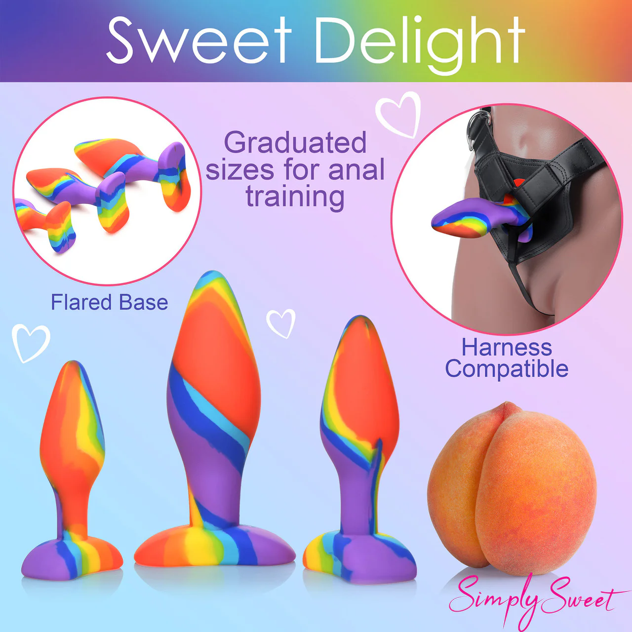 Simply Sweet Rainbow 3-Piece Silicone Butt Plug Set - Image 9