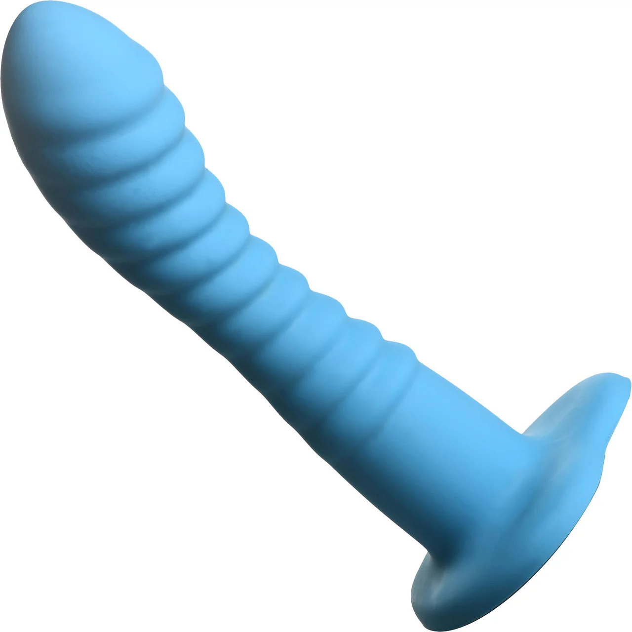 Simply Sweet Ribbed 7" Silicone G-Spot Suction Cup Dildo - Blue - Image 3