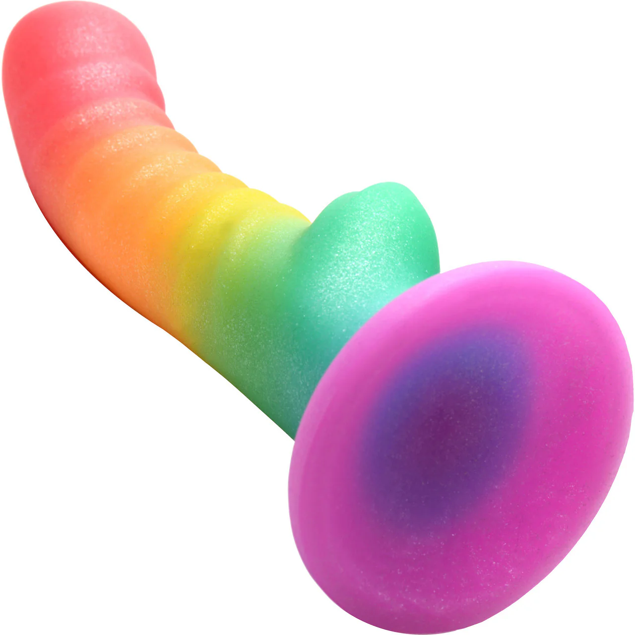 Simply Sweet Ribbed Rainbow 6.6" Silicone Suction Cup Dildo - Image 2