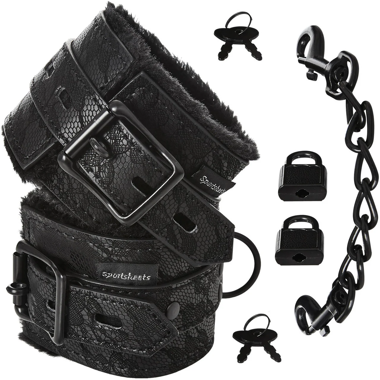 Sincerely Lace Fur Lined Hand Cuffs by Sportsheets