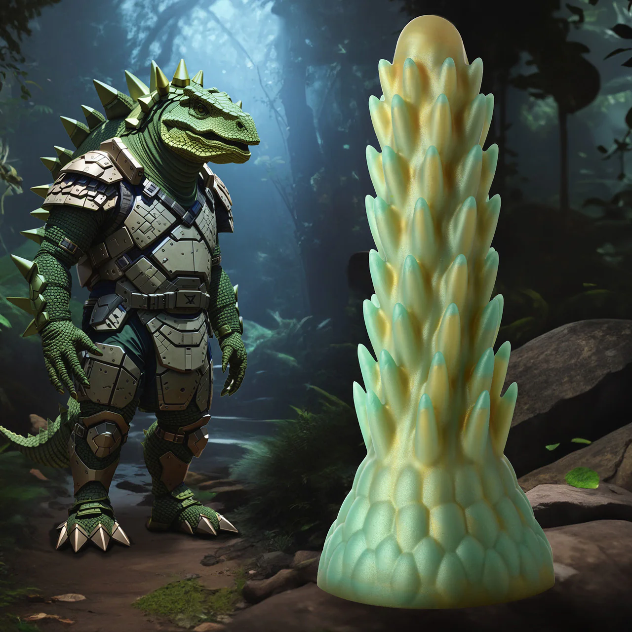 Stegosaurus Spiky Reptile 7.5" Silicone Suction Cup Dildo By Creature Cocks - Image 7