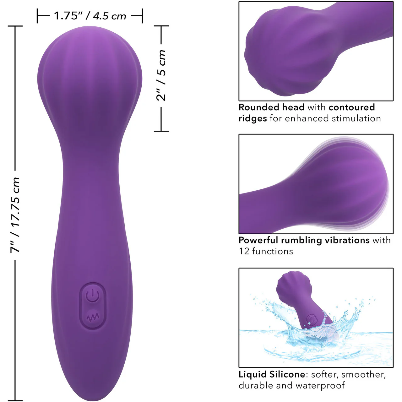 Stella Liquid Silicone "O" Wand Rechargeable Waterproof Wand Style Vibrator By CalExotics - Purple - Image 9