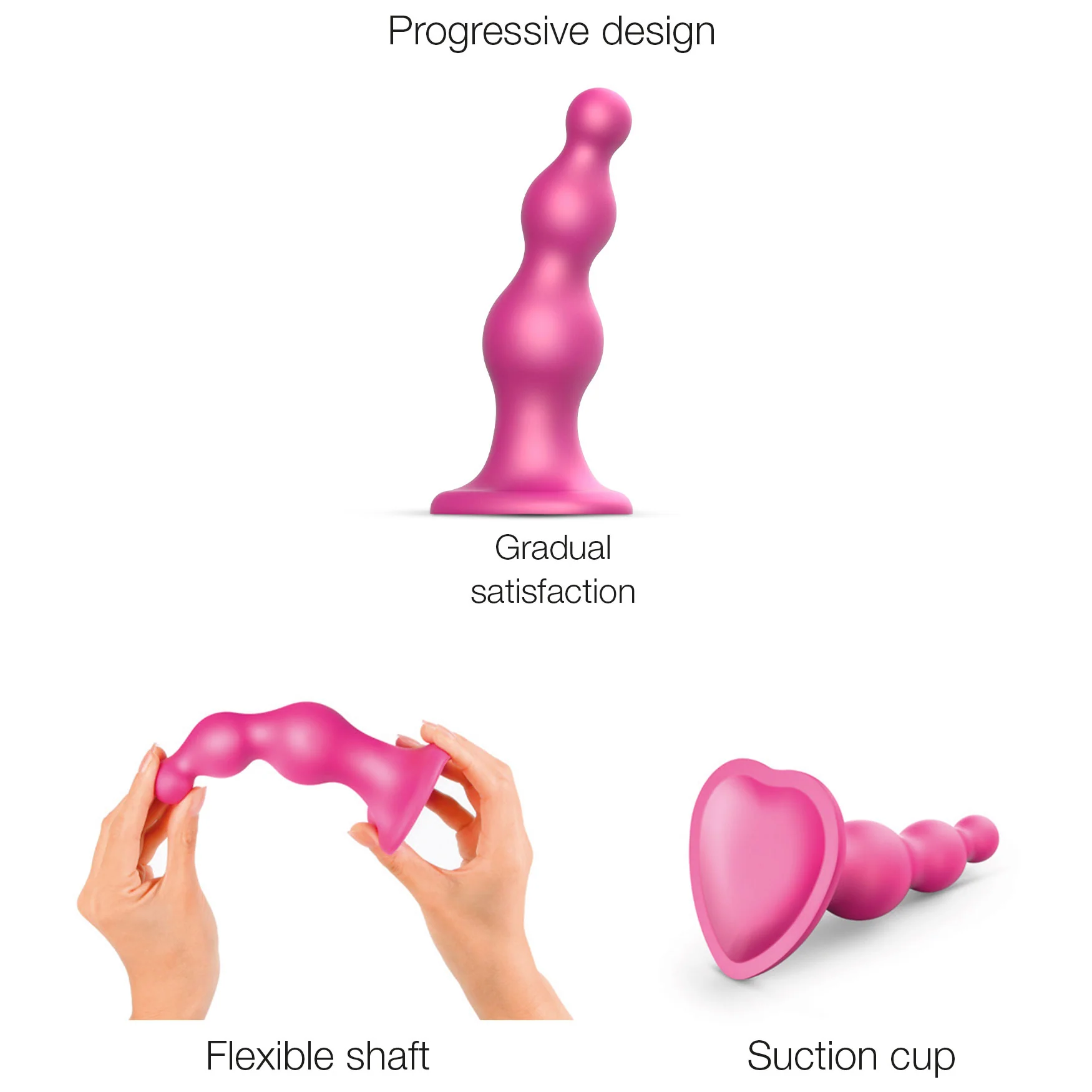 Strap-on-Me Hybrid Collection Beads Silicone Suction Cup Dildo - Small - Image 6