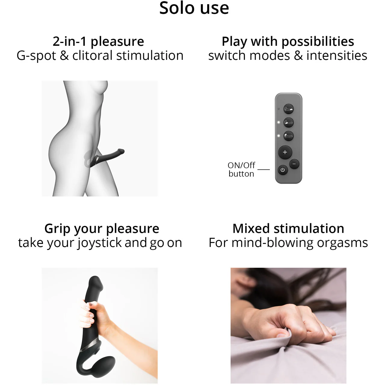 Strap-on-Me Multi Orgasm Silicone Vibrating 3 Motor Remote Strapless Strap-On, Small - Fuchsia - Image 5