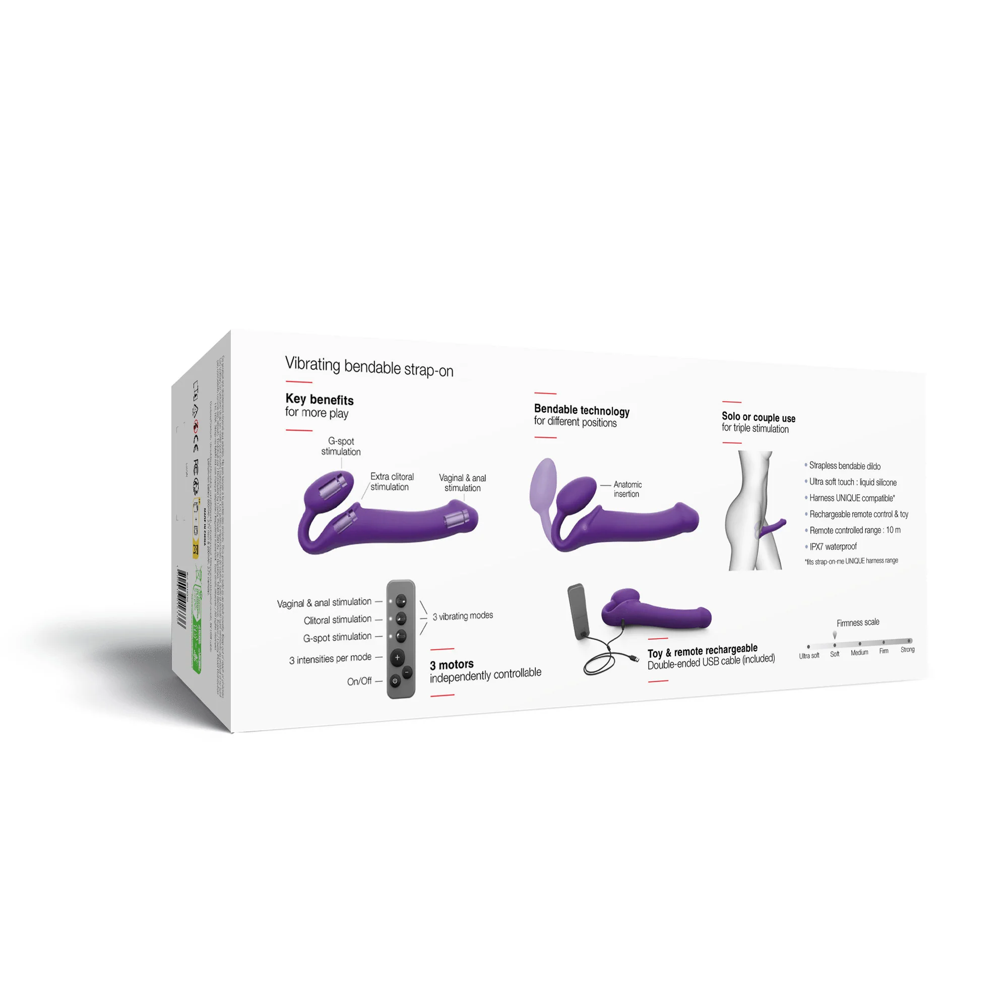 Strap-on-Me Silicone Purple Vibrating Strapless Strap-On - Large - Image 12