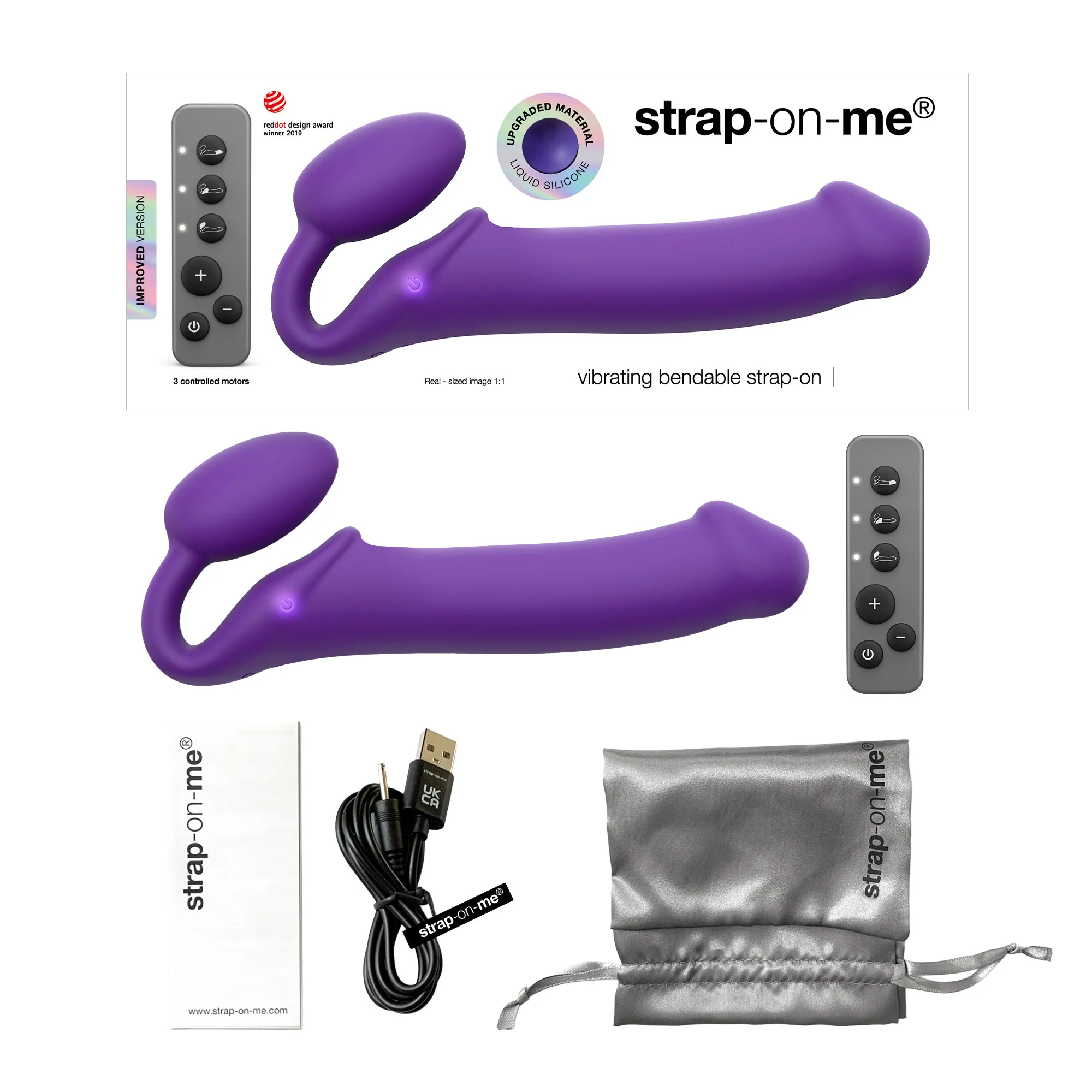 Strap-on-Me Silicone Purple Vibrating Strapless Strap-On - Large - Image 9