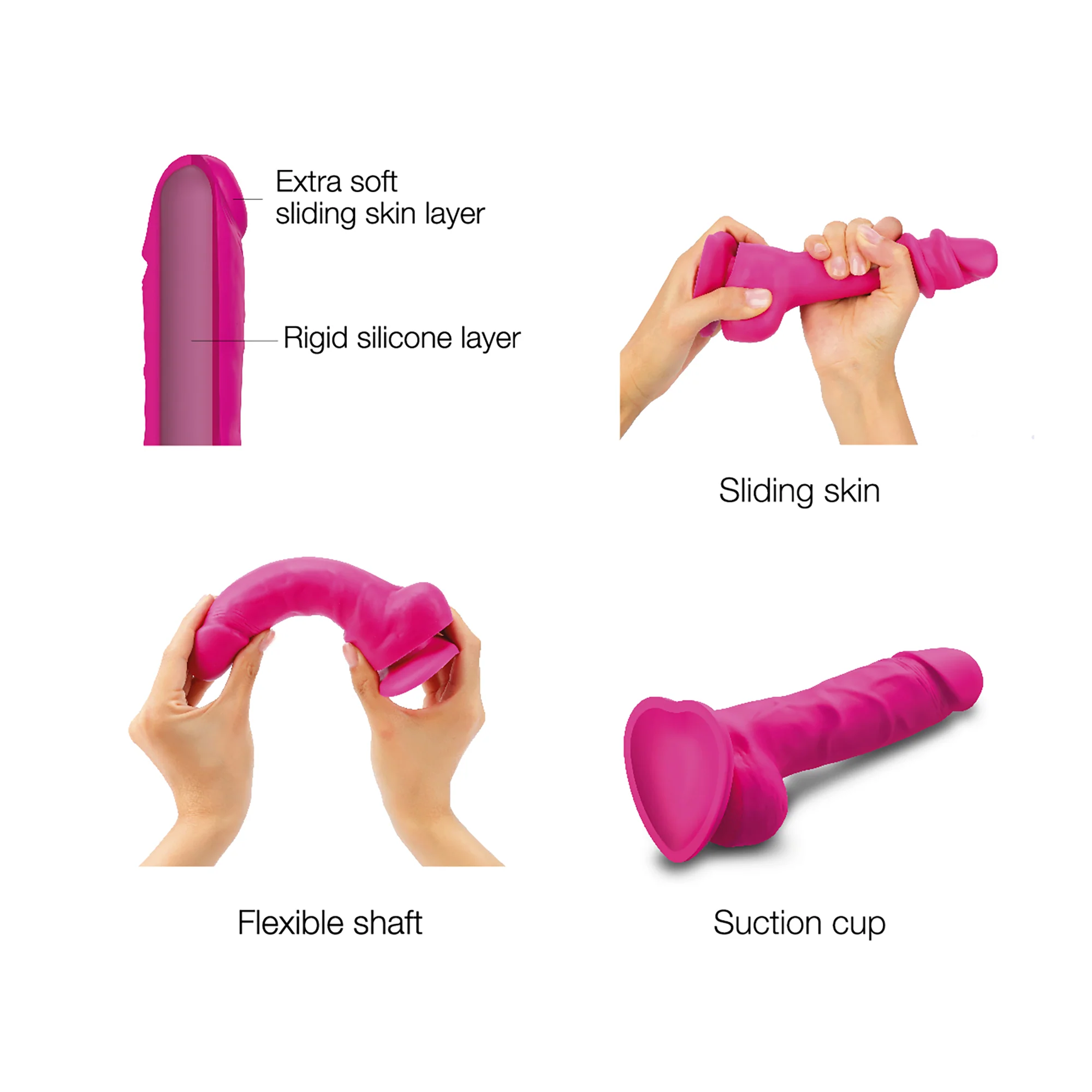Strap-on-Me Sliding Skin Dual Density Silicone Realistic Dildo - Medium - Image 4
