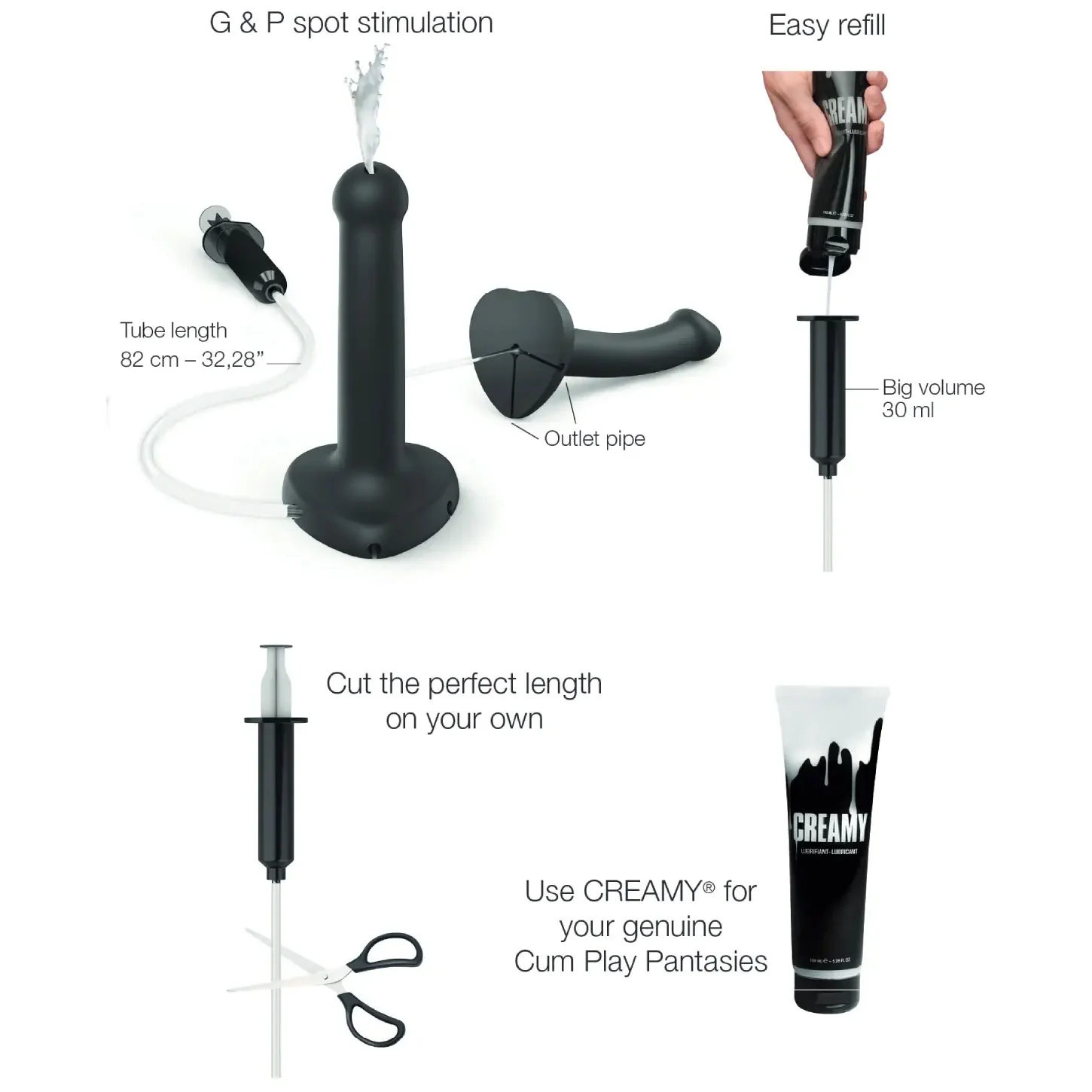 Strap-on-Me Squirting Harness Compatible Silicone Dildo - Small, Black - Image 16