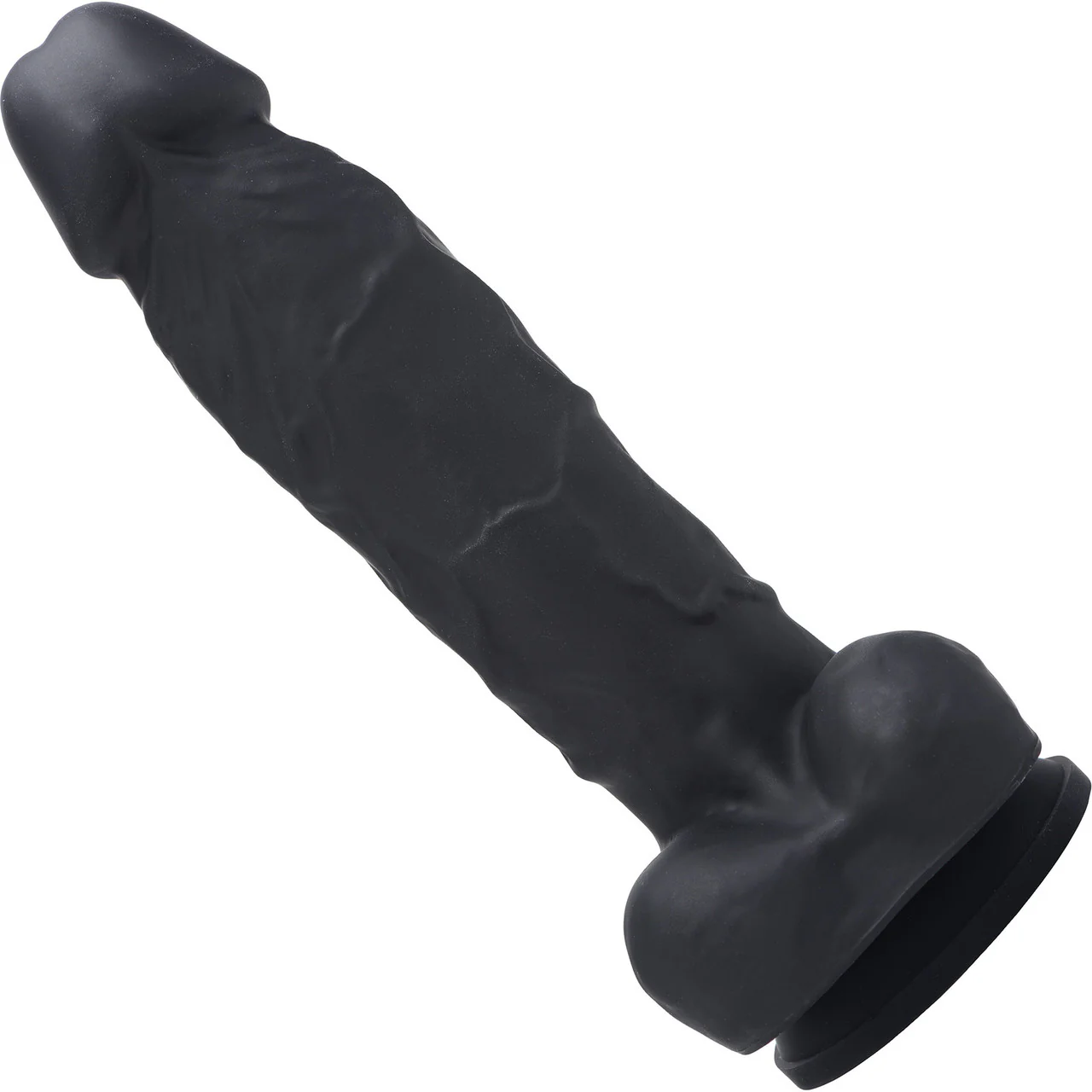Strap U Power Pecker 7" Silicone Suction Cup Dildo With Balls - Black - Image 8