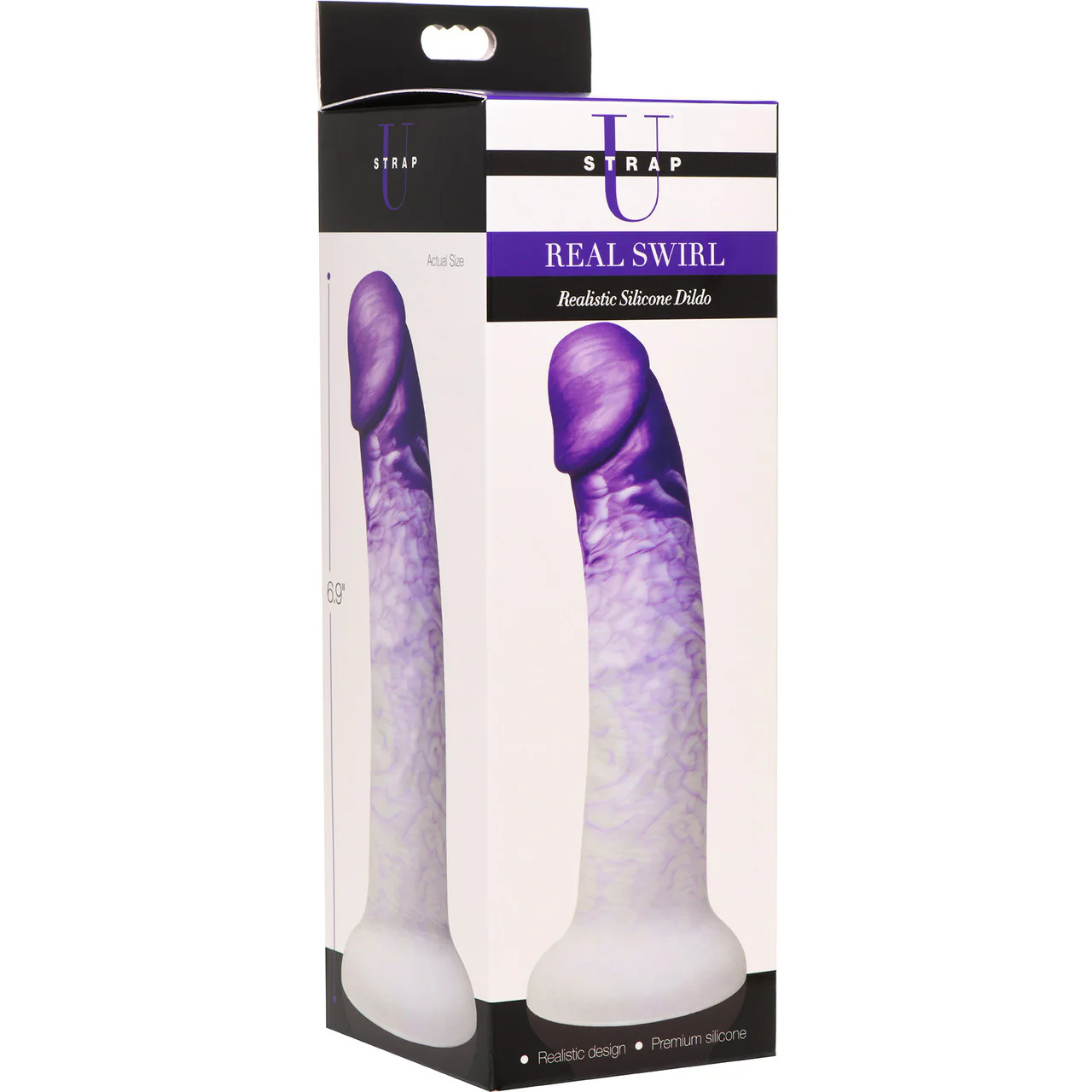 Strap U Real Swirl Realistic 6.9" Silicone Suction Cup Dildo - Purple & White - Image 6