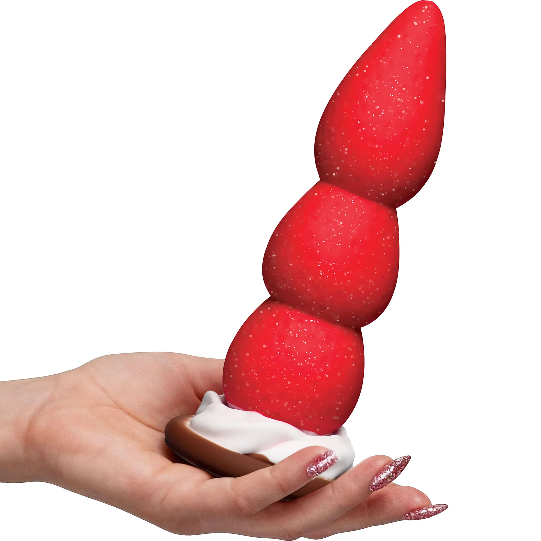 Strawberry Sweet Cream Premium 7.8" Silicone Dildo With Suction Cup Base - Image 3