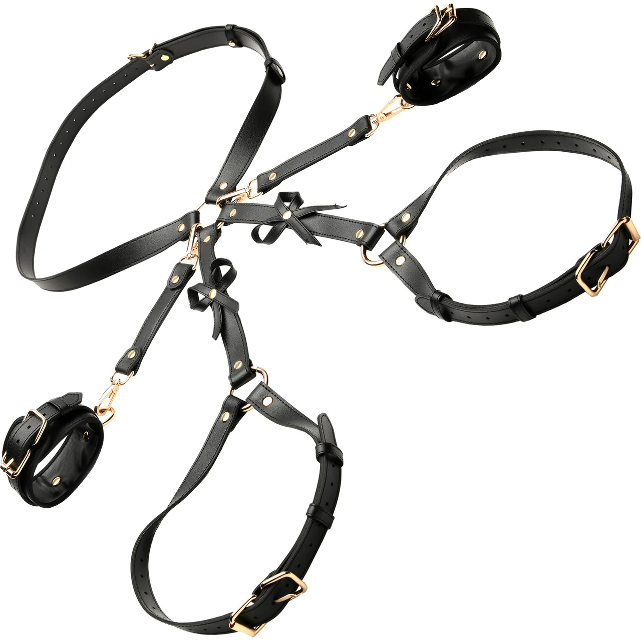 Strict Bondage Harness with Bows - Medium / Large, Black - Image 4