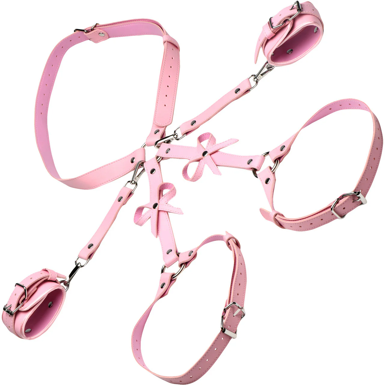 Strict Bondage Harness with Bows - Medium / Large, Pink - Image 4
