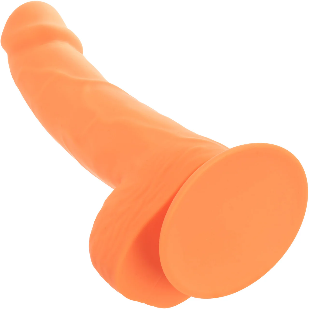 Neon Silicone Studs 6" Realistic Suction Cup Dildo With Balls By CalExotics - Orange - Image 4