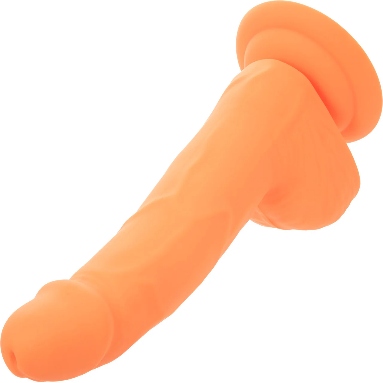 Neon Silicone Studs 6" Realistic Suction Cup Dildo With Balls By CalExotics - Orange - Image 5