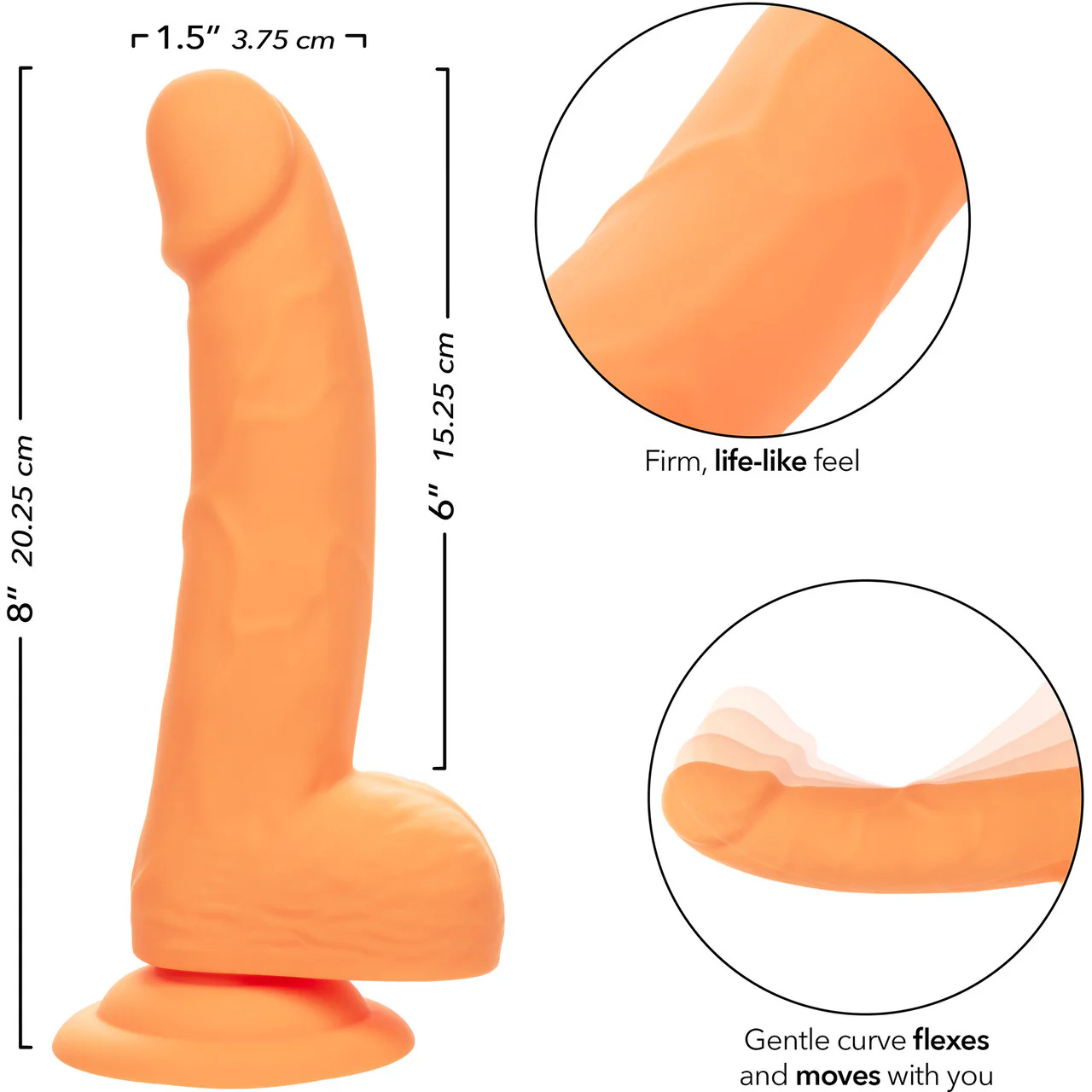 Neon Silicone Studs 6" Realistic Suction Cup Dildo With Balls By CalExotics - Orange - Image 7